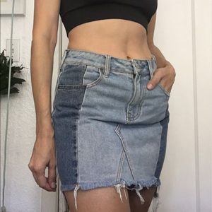 two tone jeans miniskirt